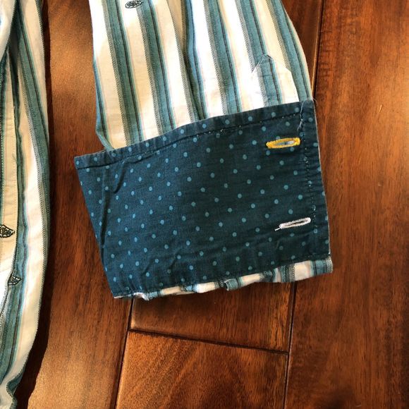 Nick (It) It Men's L Green Paisley Striped Long Sleeve Button Down Shirt - Picture 15 of 15